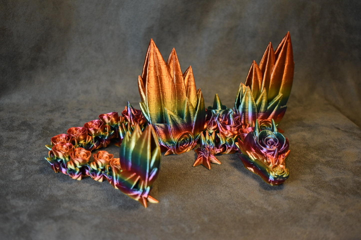 Rainbow Flower Winged Large Dragon