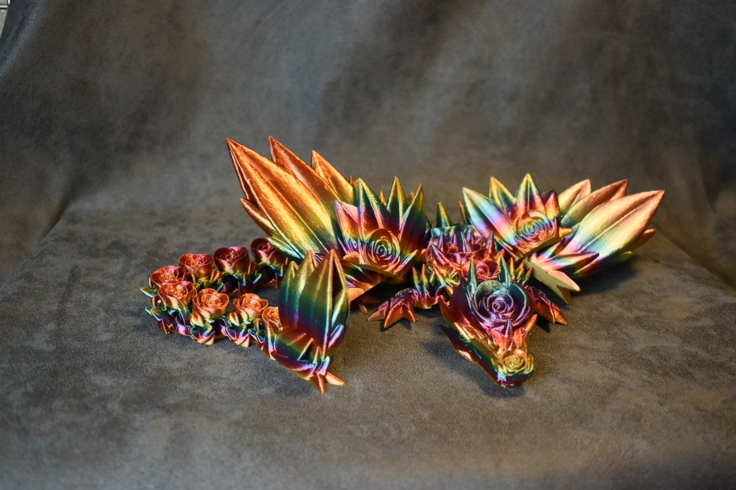 Rainbow Flower Winged Large Dragon