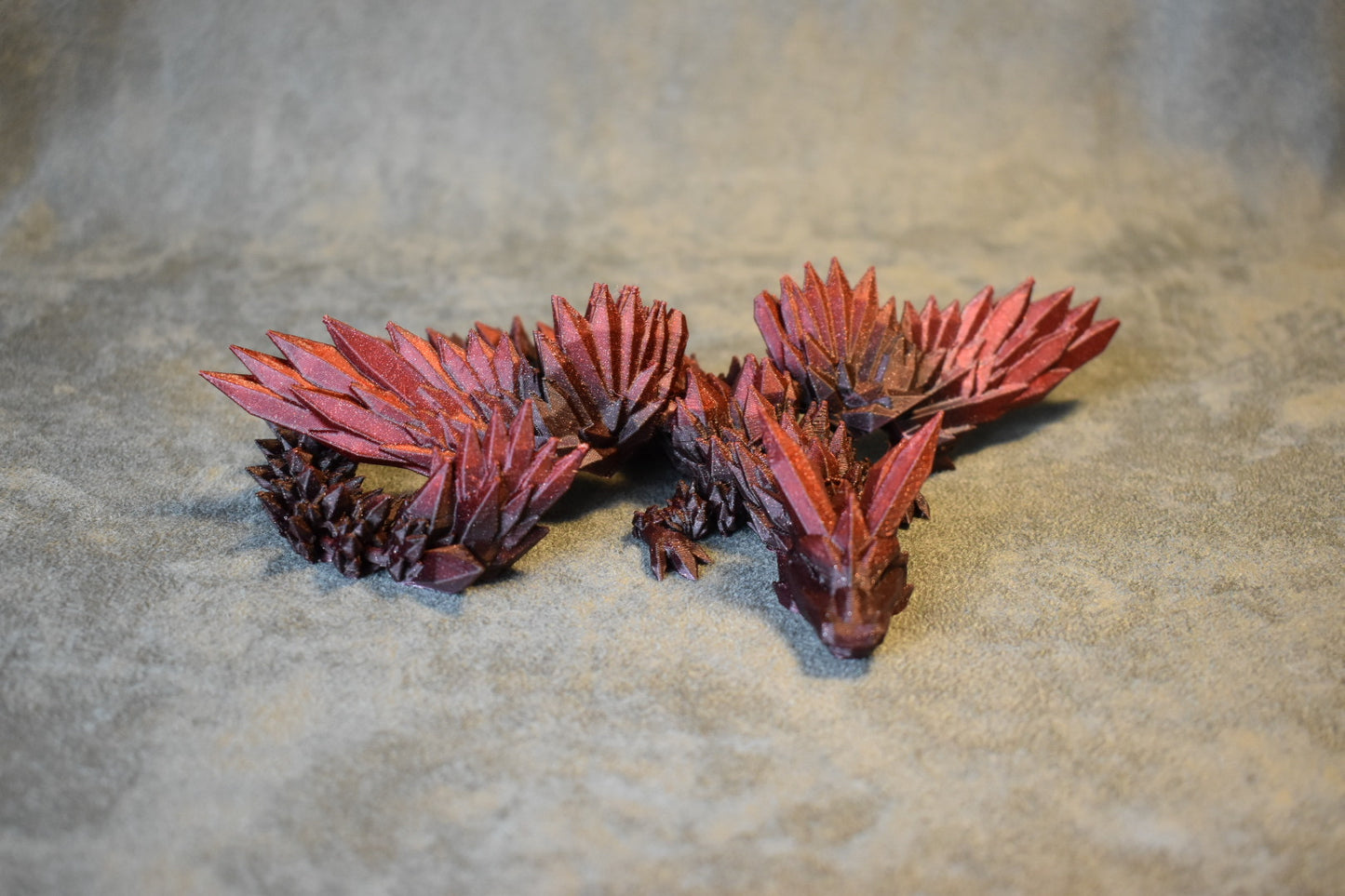 Red & Black Flower Winged Medium Dragon