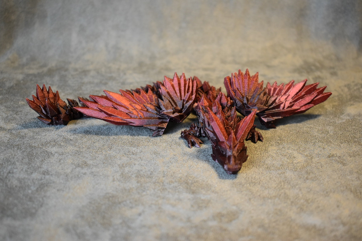 Red & Black Flower Winged Medium Dragon