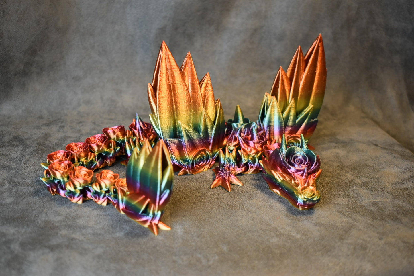 Rainbow Flower Winged Large Dragon