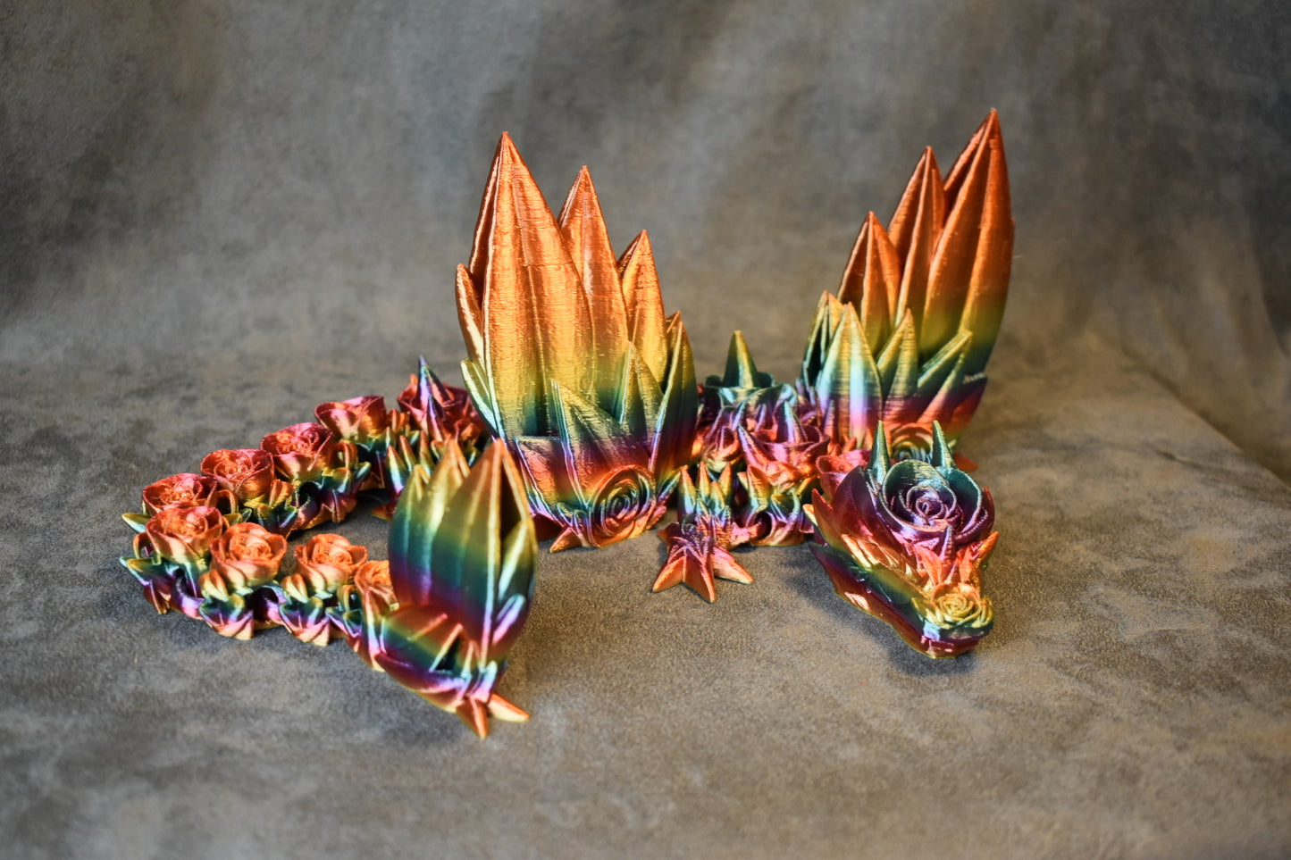 Rainbow Flower Winged Large Dragon