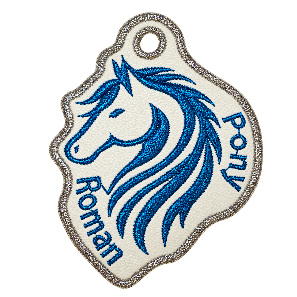 Pony Roman embroidered horse keychain, background removed