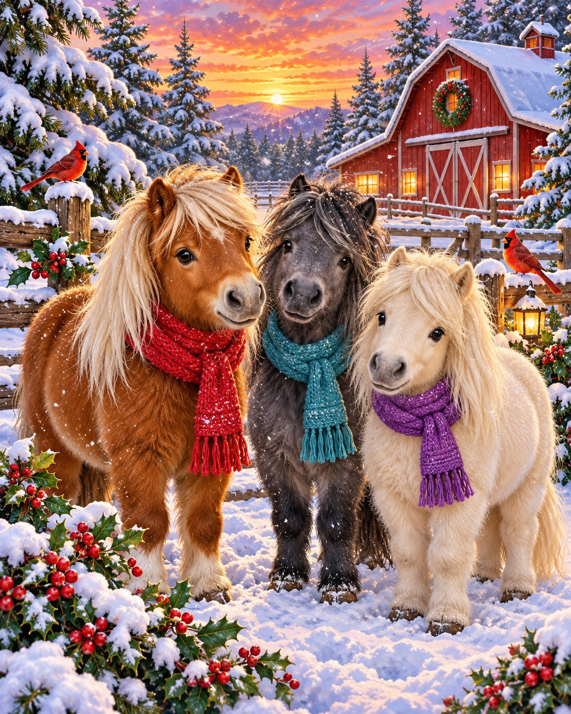 Winter Scarf Ponies — puzzle design preview