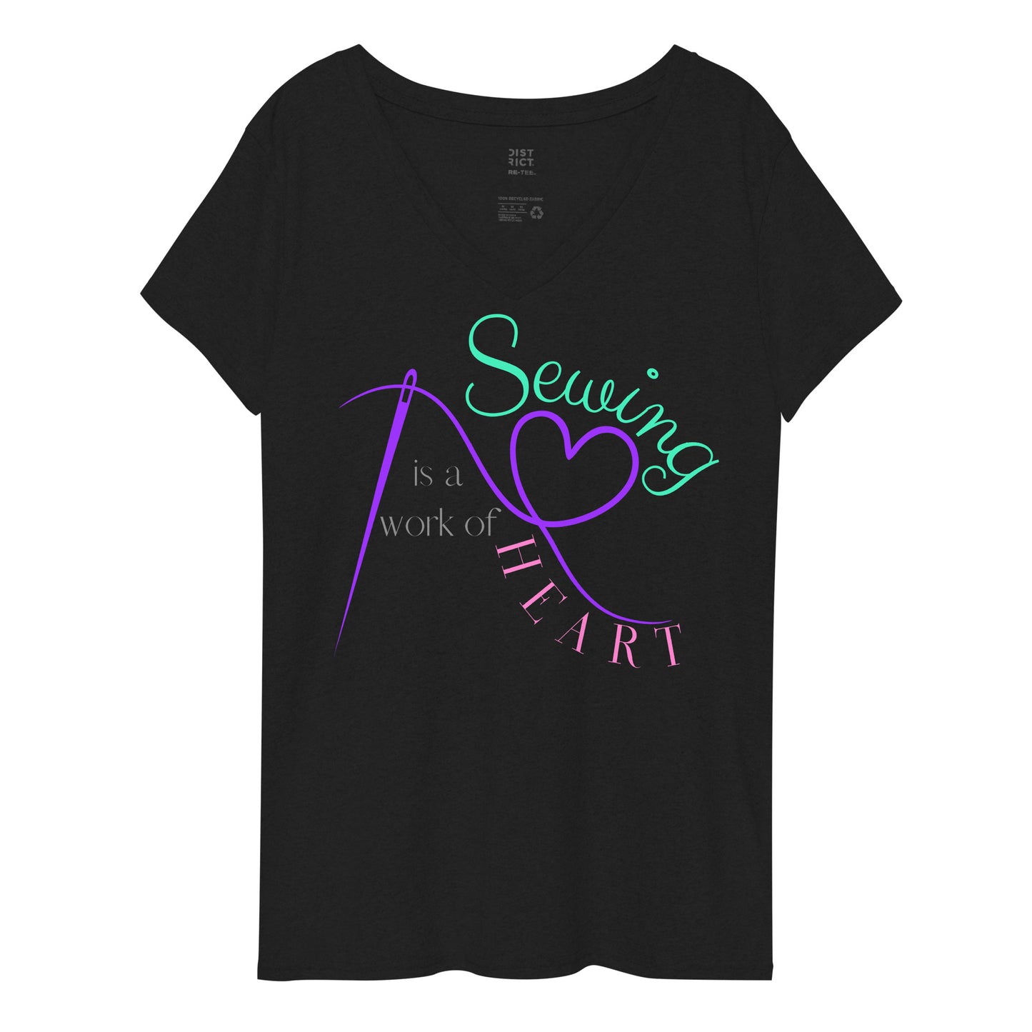 Sewing is a work of Heart Women’s recycled v-neck t-shirt