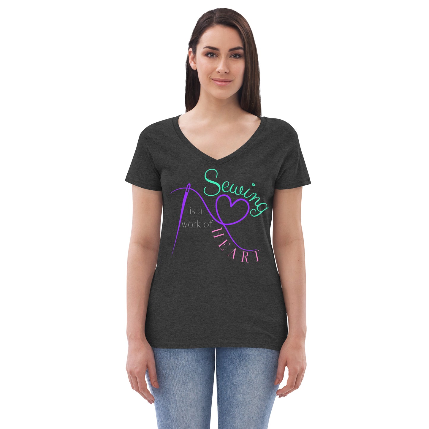 Sewing is a work of Heart Women’s recycled v-neck t-shirt