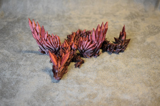 Red & Black Flower Winged Medium Dragon