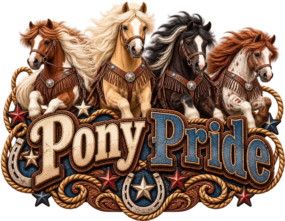 Pony Pride - Western Stars — artwork preview for printed horse-themed tote