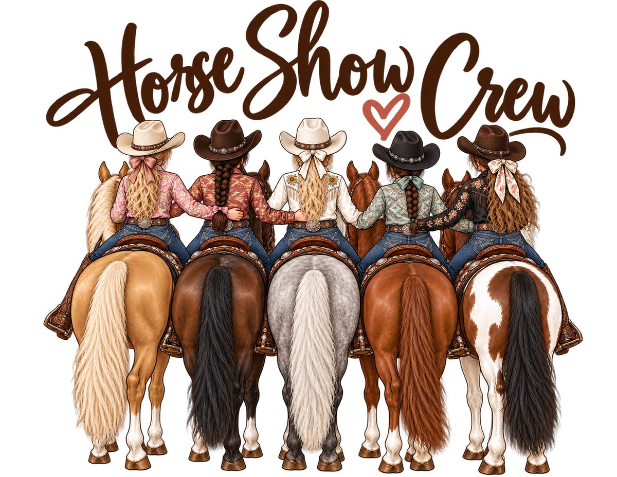 Horse Show Crew - Western — artwork preview for printed horse-themed tote