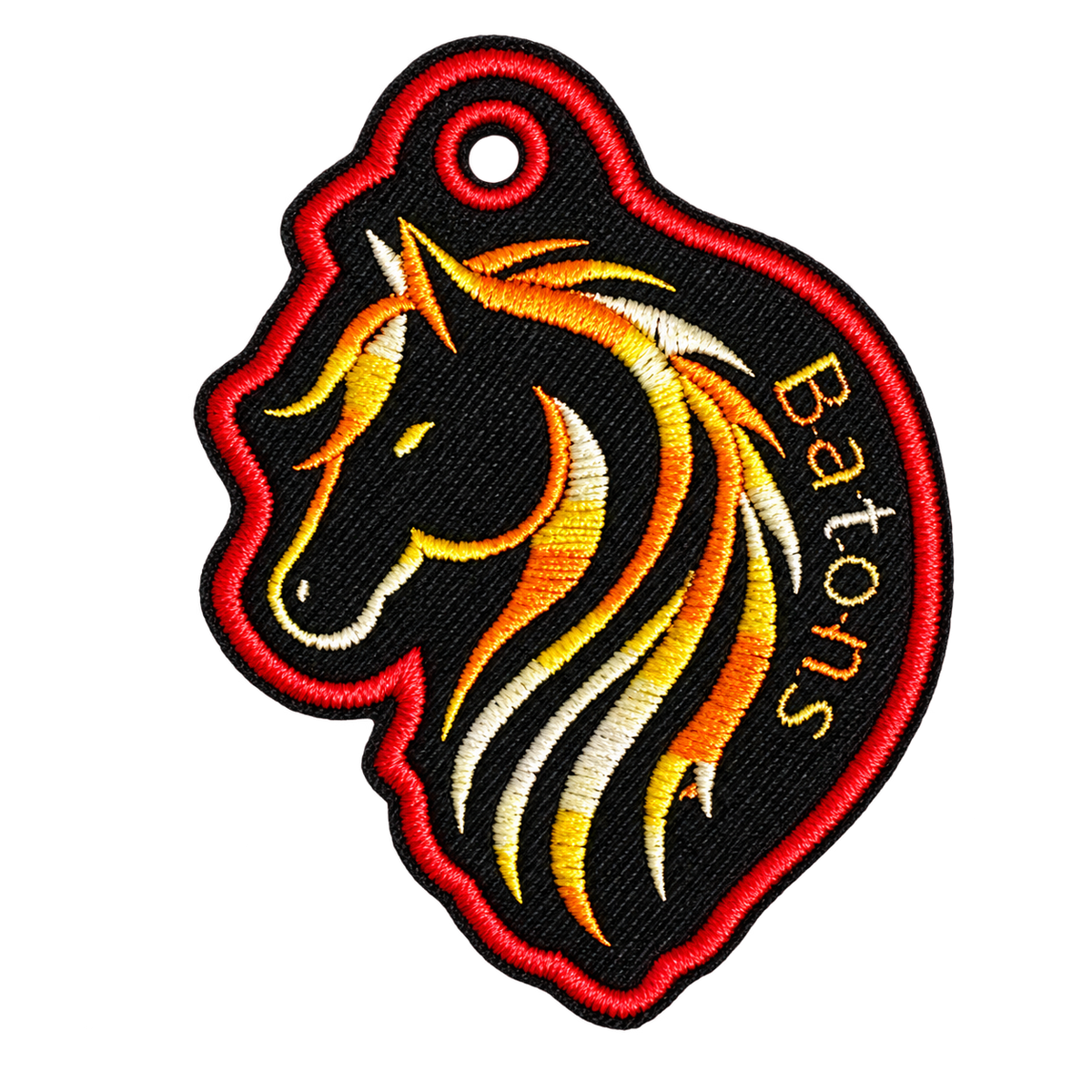 Batons embroidered horse keychain, background removed