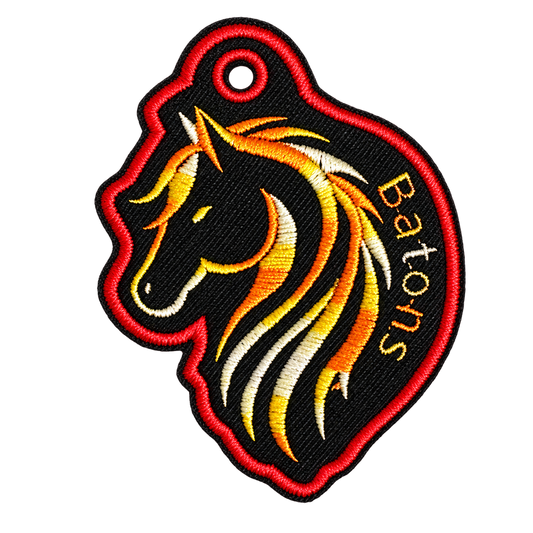 Batons embroidered horse keychain, background removed