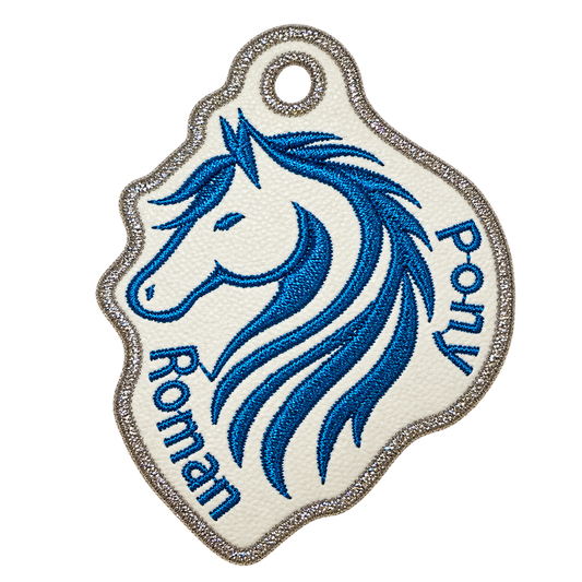 Pony Roman embroidered horse keychain, background removed