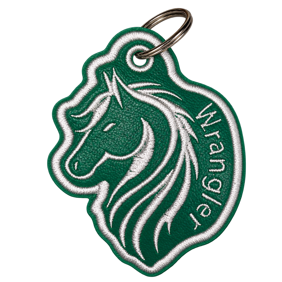 Wrangler embroidered horse keychain, background removed