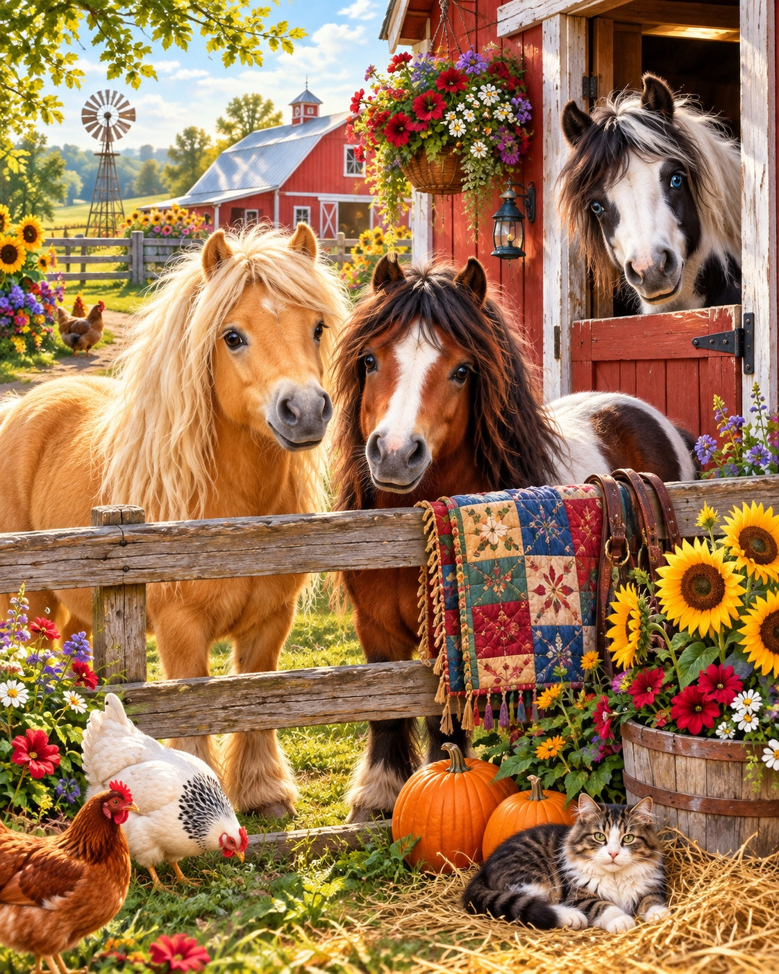 Autumn Barn Ponies — puzzle design preview