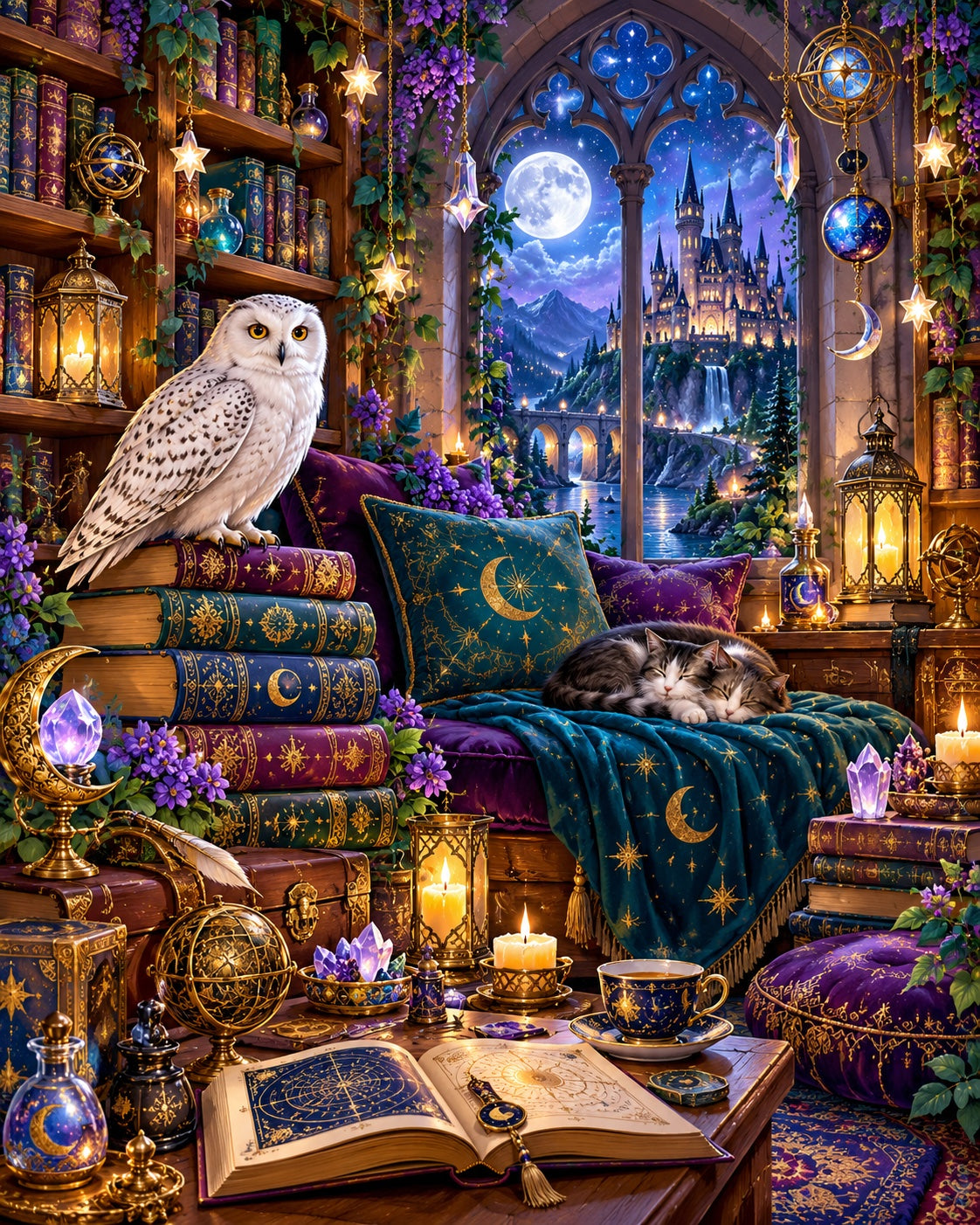 Enchanted Owl Library — puzzle design preview