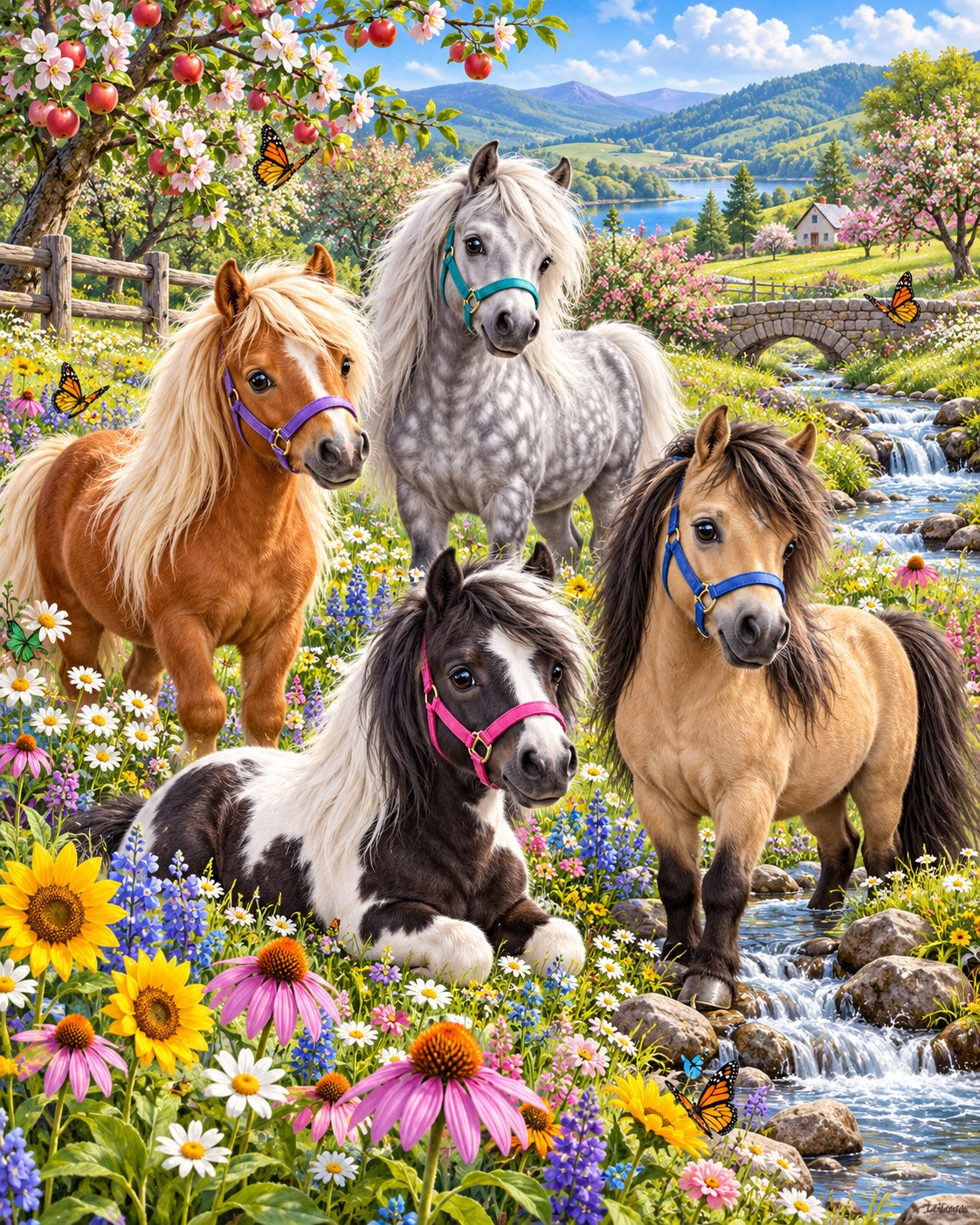 Mountain Meadow Ponies — puzzle design preview